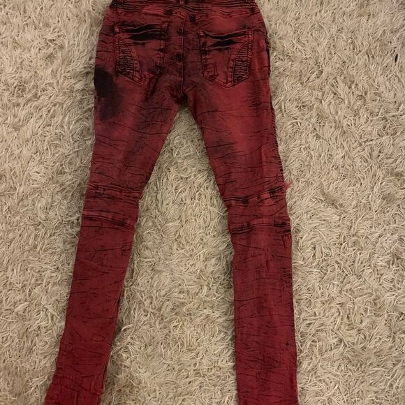 Red Splash womens premium collection red moto style denim size 7 - Picture 3 of 3